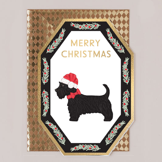 DC017-Apple & Clover-Black Terrier-Xmas Card-Deco
