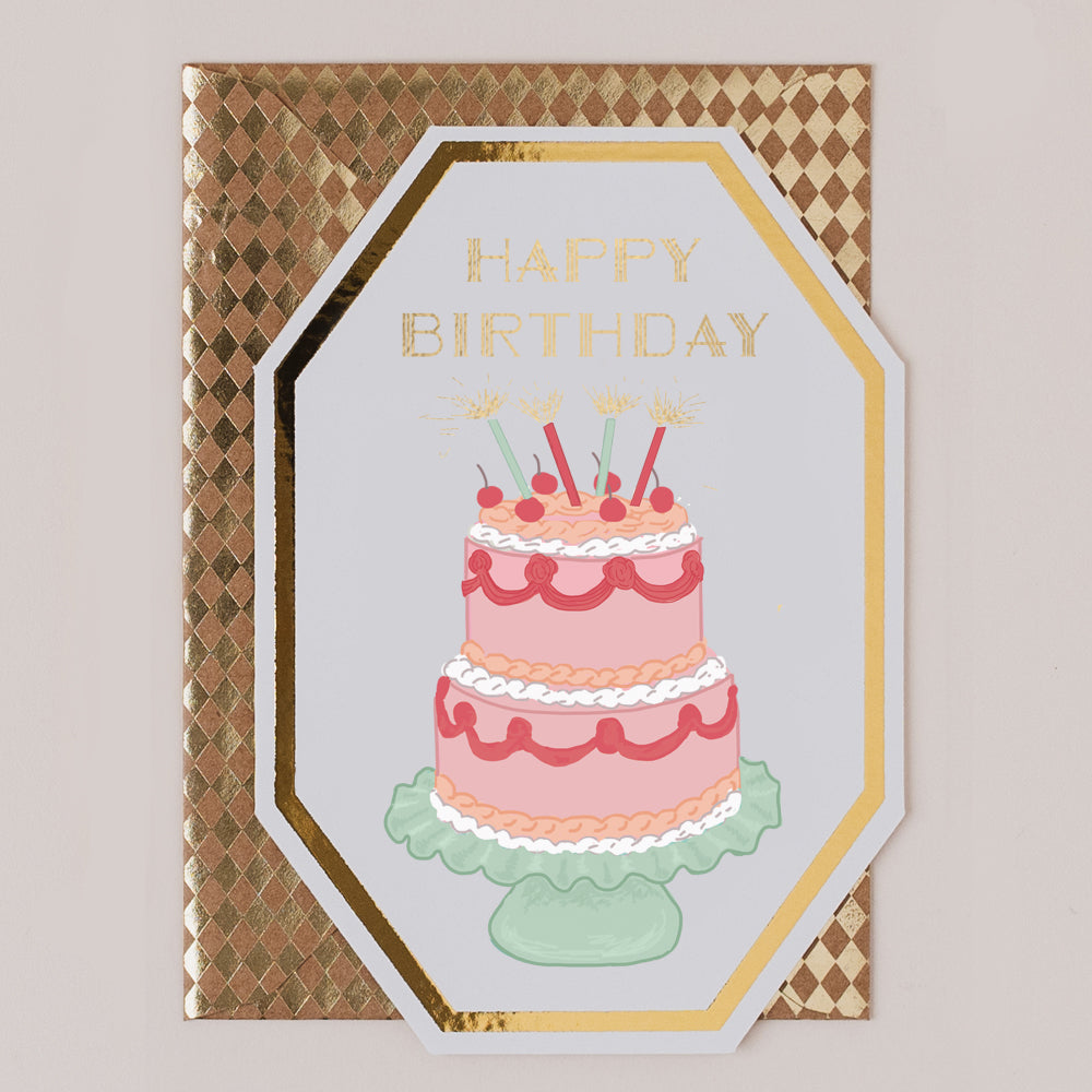 DC104-Apple & Clover-Birthday Tiered Cake Card-Card-Deco Collection