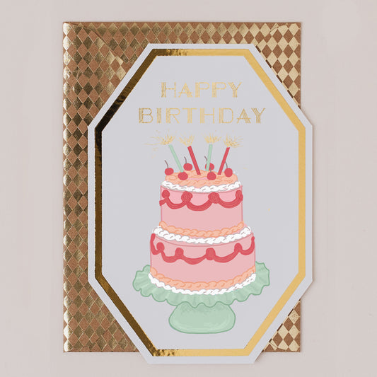 DC104-Apple & Clover-Birthday Tiered Cake Card-Card-Deco Collection