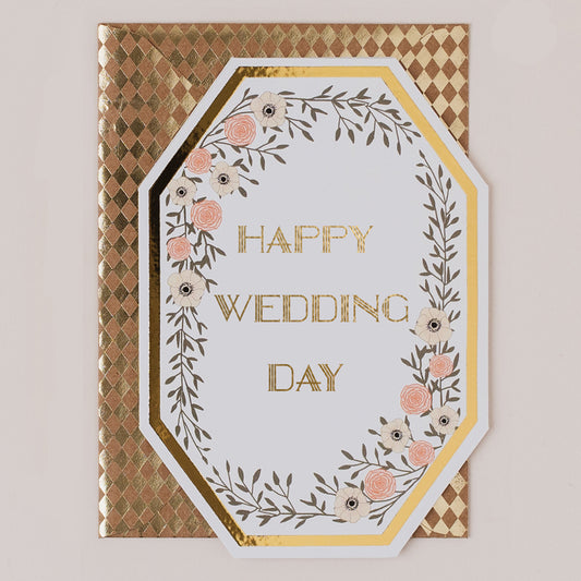 DC110-Apple & Clover-Wedding Day Floral Border Card-Card-Deco Collection