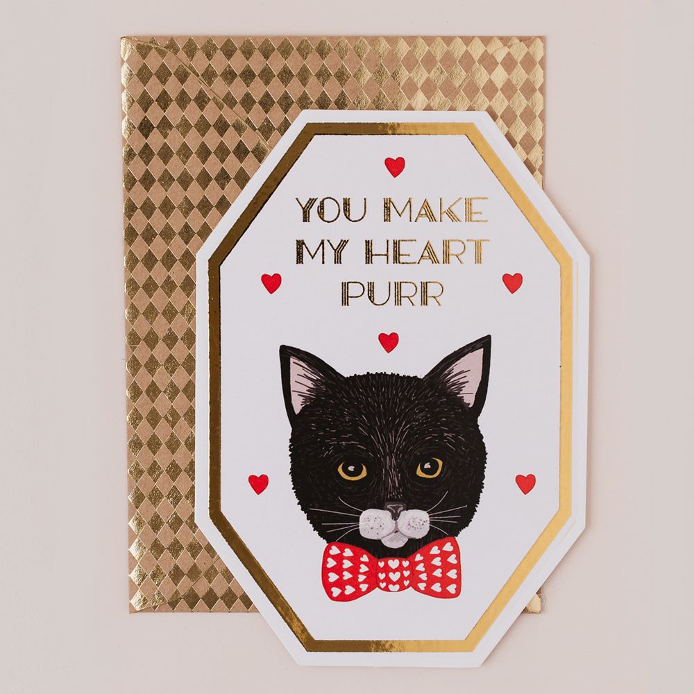 DC113-Apple & Clover-You Make My Heart Purr-Card-Deco