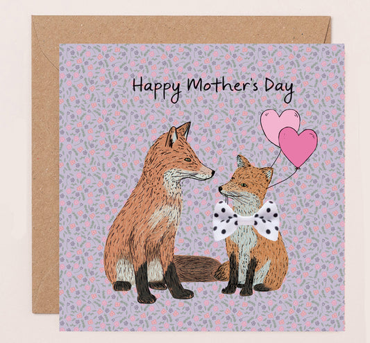 DT002-Apple & Clover-Mother'S Day Card Mother'S Day Foxes-Card-Bow Collection