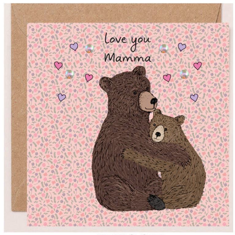 DT007-Apple & Clover-Mother'S Day Card Love You Mamma Bear-Card-Bow Collection