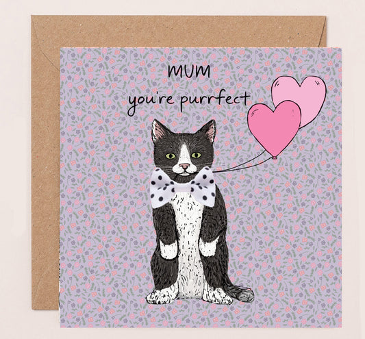 DT011-Apple & Clover-Mother'S Day Card Purrfect Mum Cat-Card-Bow Collection