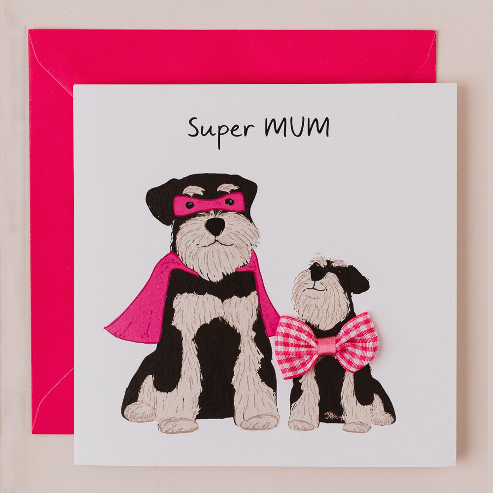 DT051-Apple & Clover-Super Mum Dogs-Card-Bow