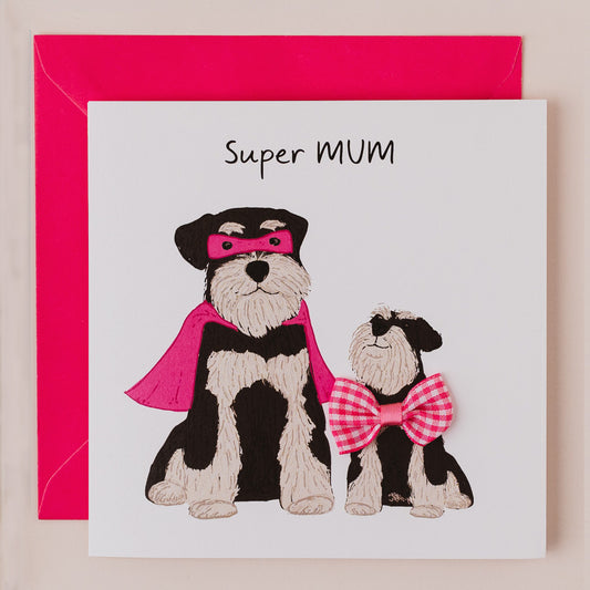 DT051-Apple & Clover-Super Mum Dogs-Card-Bow