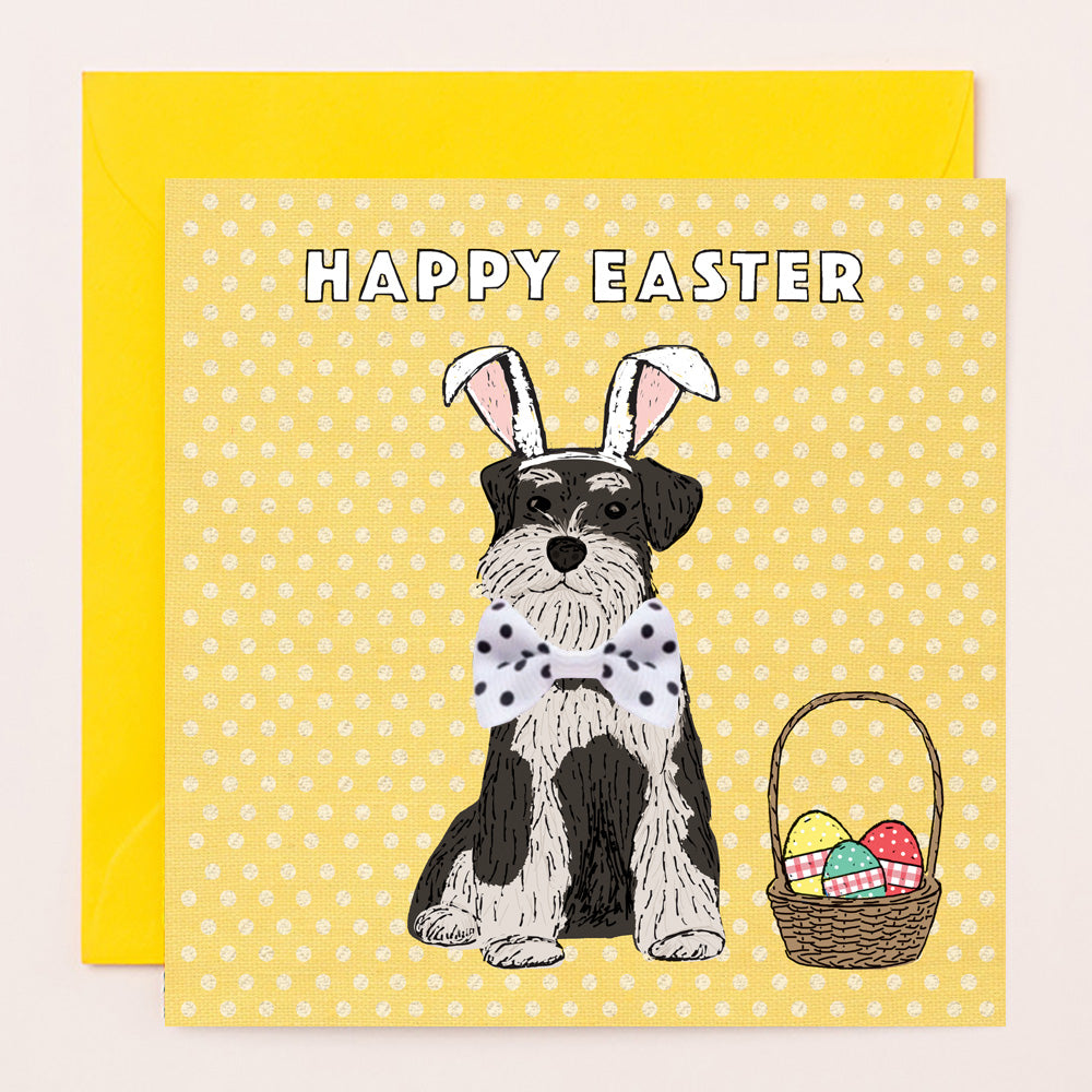 EA001-Apple & Clover-Easter Dog With Bunny Ears Greetings Card-Card-Easter Bows