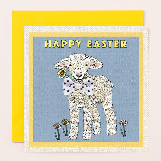 EA005-Apple & Clover-Easter Lamb Greetings Card-Card-Easter Bows