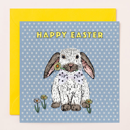 EA006-Apple & Clover-Easter White Bunny Greetings Card-Card-Easter Bows