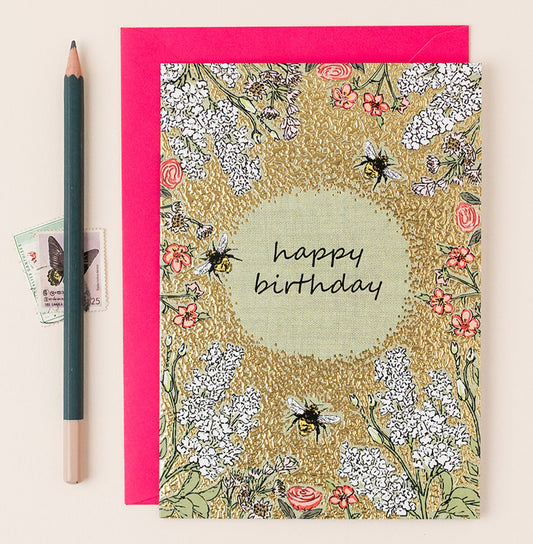 FA063-Apple & Clover-Bumble Bee-Card-Botanicals