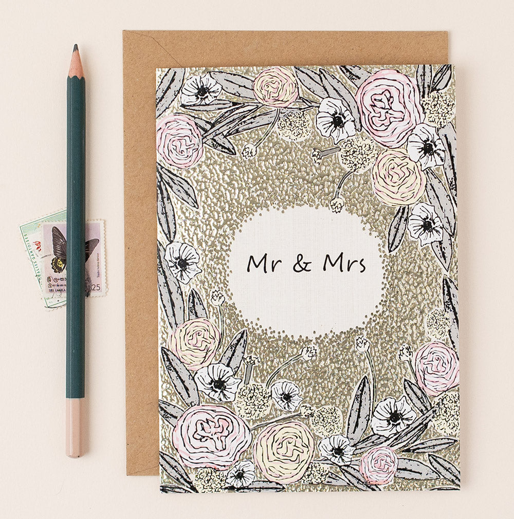 FA070-Apple & Clover-Mr & Mrs-Card-Botanicals