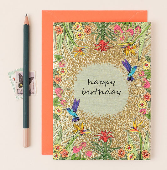 FA071-Apple & Clover-Hummingbird-Card-Botanicals