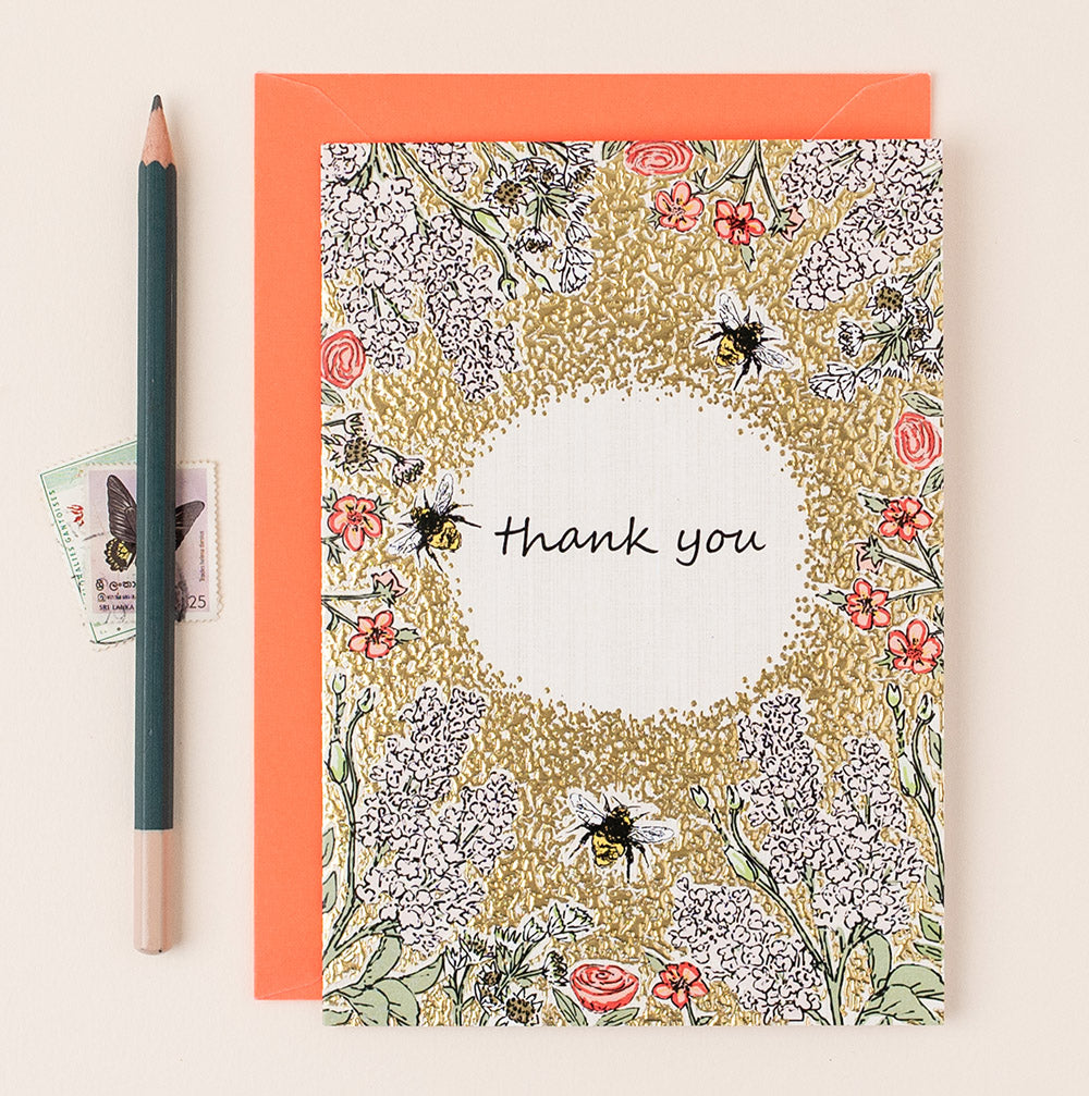 FA073-Apple & Clover-Bumble Bee-Card-Botanicals