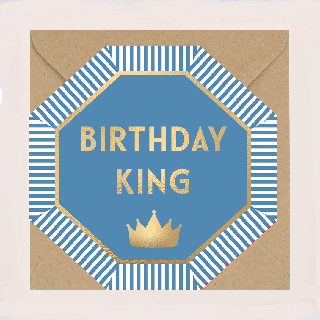 HE079-Apple & Clover-Birthday King Octagonal Card-Card-Henley