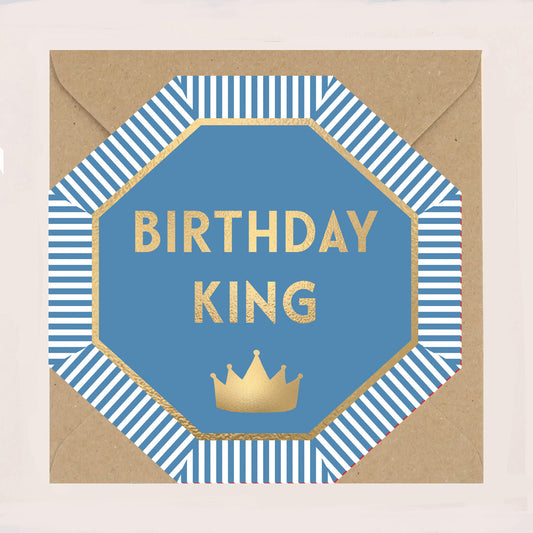 HE079-Apple & Clover-Birthday King Octagonal Card-Card-Henley