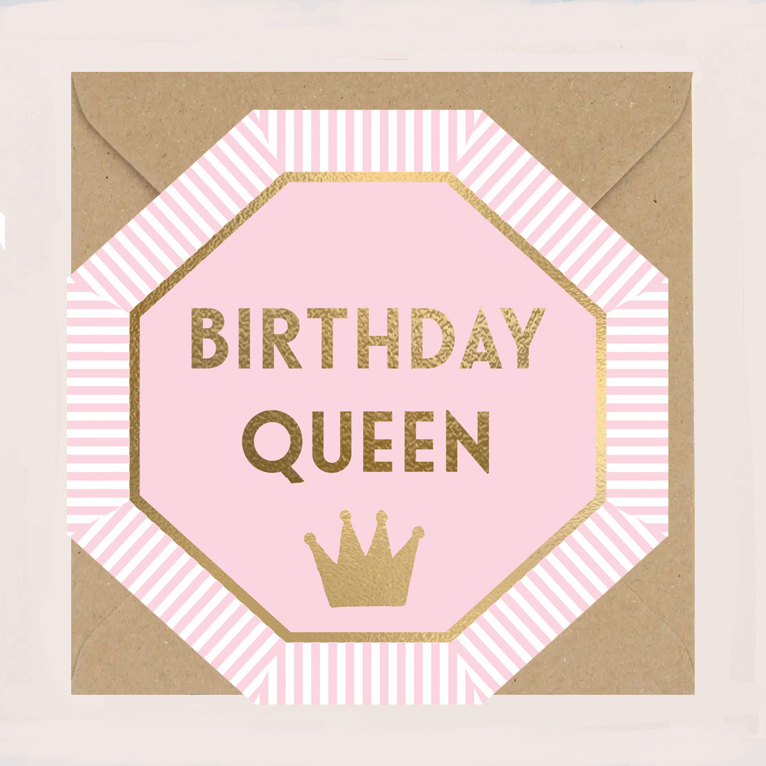 HE080-Apple & Clover-Birthday Queen Octagonal Card-Card-Henley