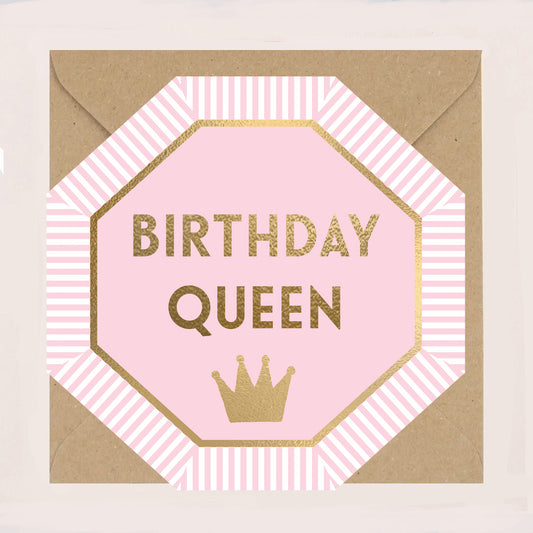 HE080-Apple & Clover-Birthday Queen Octagonal Card-Card-Henley