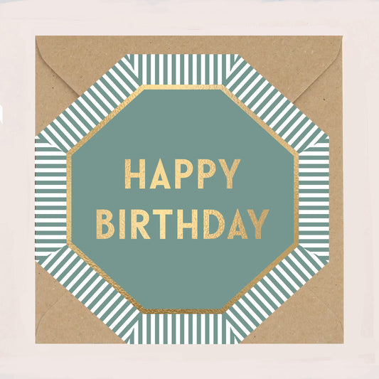HE083-Apple & Clover-Birthday Green Octagonal Card-Card-Henley