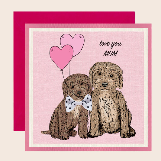 MD052-Apple & Clover-Love You Mum Cockapoos Bow Card-Card-