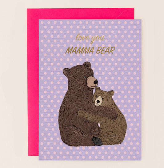 OB010-Apple & Clover-Mamma Bear Card Purple-Card-