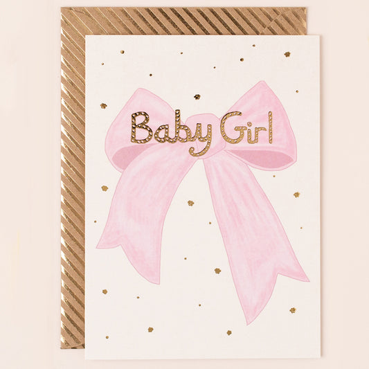 RE062-Apple & Clover-Baby Girl Bow Card-Card-