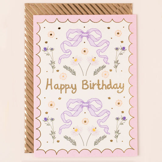 RE068-Apple & Clover-Birthday  Flowers And Bows Card-Card-Reflections