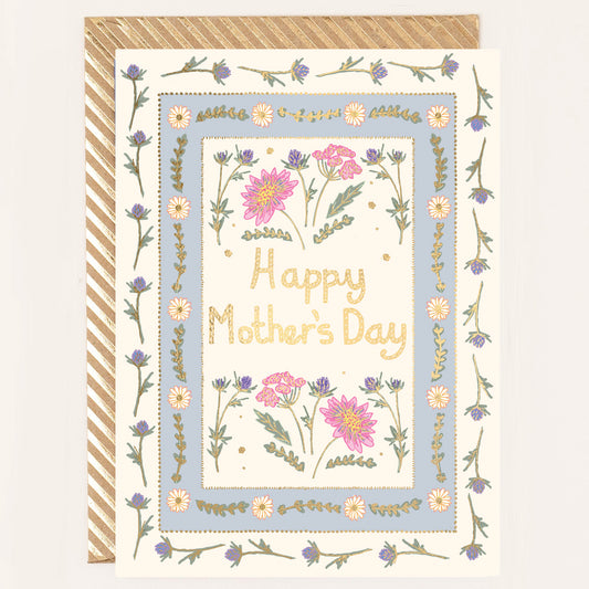 RE116-Apple & Clover-Cream Floral Border Mother'S Day Card-Card-