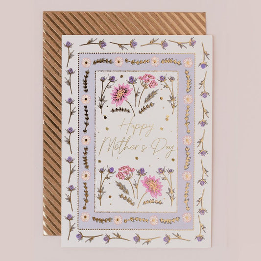 RE116-Apple & Clover-Cream Floral Border Mother'S Day Card-Card-