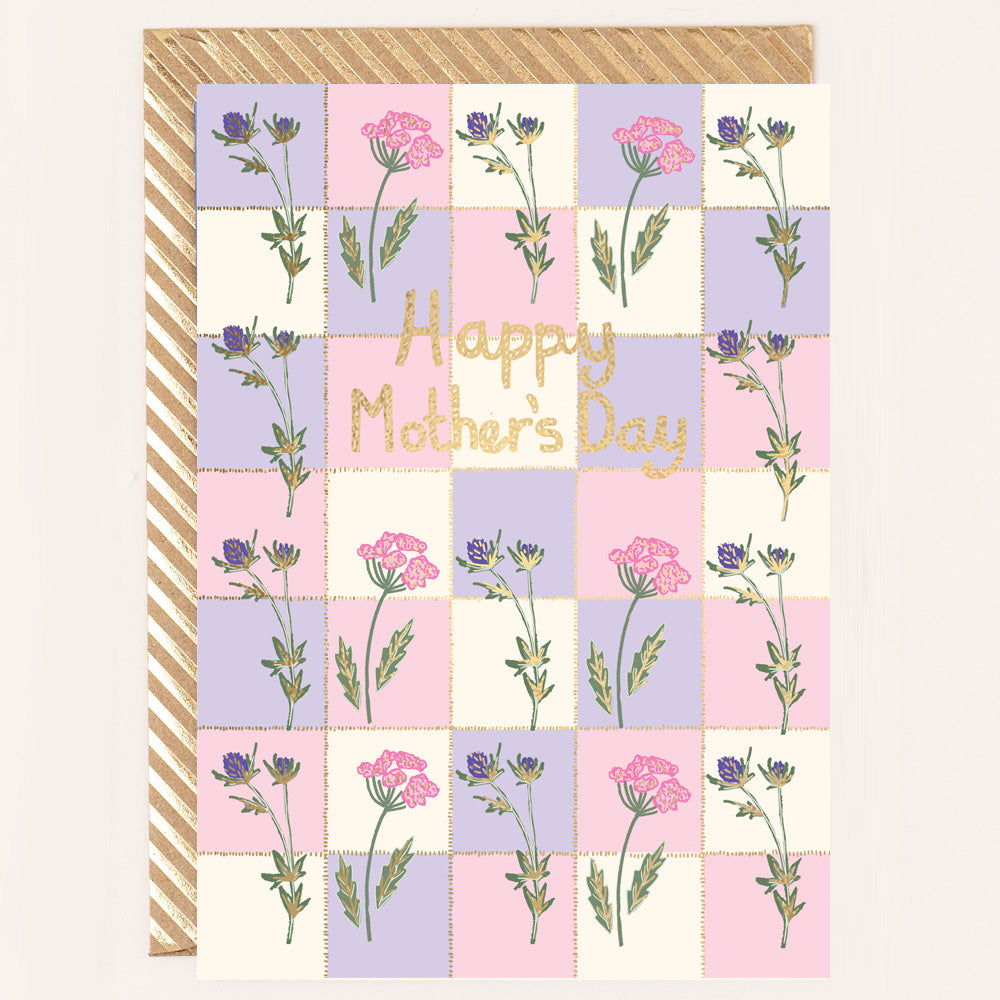 RE118-Apple & Clover-Check Ith Flowers Mother'S Day Card-Card-