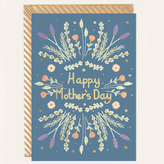 RE119-Apple & Clover-Lavender Border Mother'S Day Card Blue-Card-