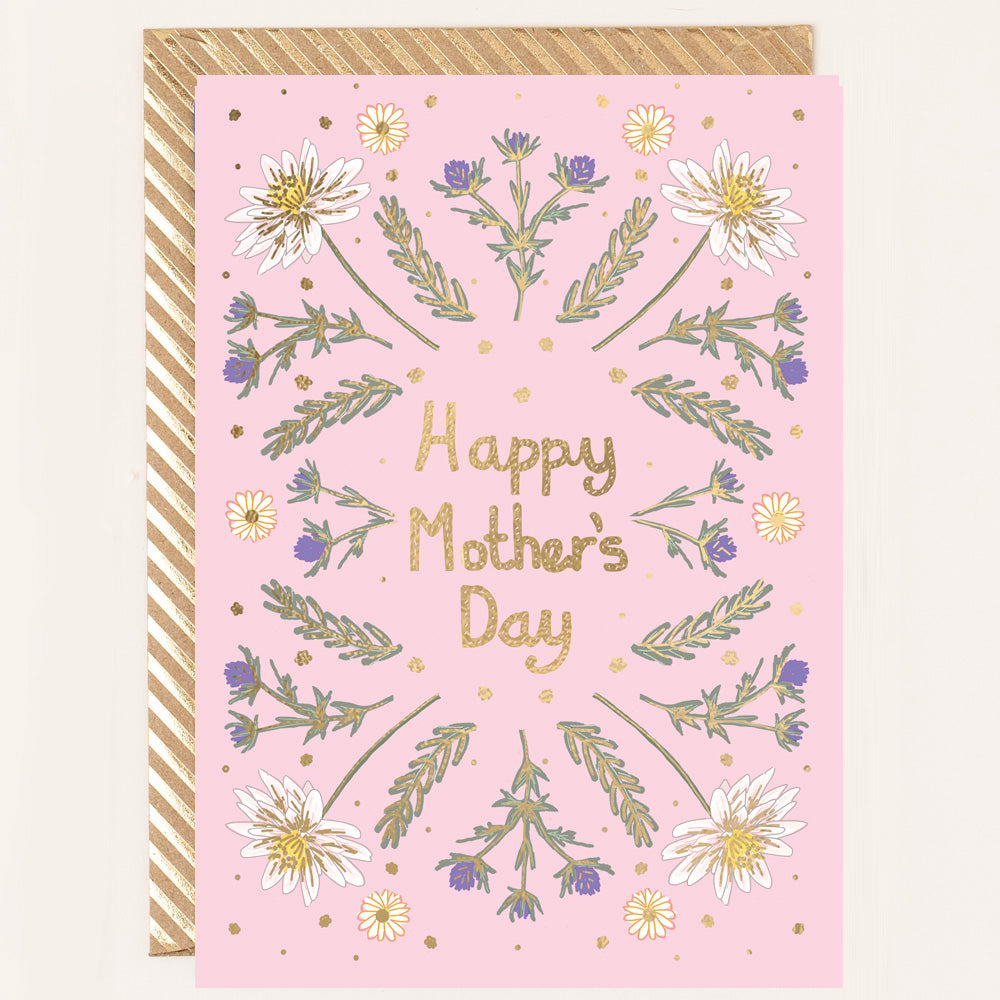 RE120-Apple & Clover-Pink Floral Border Mother'S Day Card-Card-