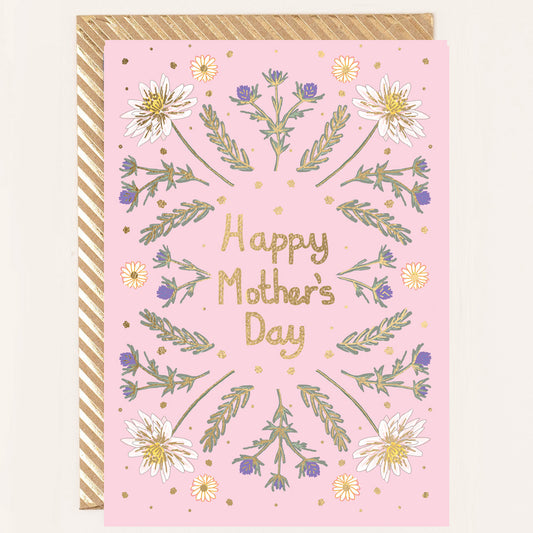 RE120-Apple & Clover-Pink Floral Border Mother'S Day Card-Card-