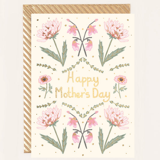 RE121-Apple & Clover-Cream Dhalia Border Mother'S Day Card-Card-