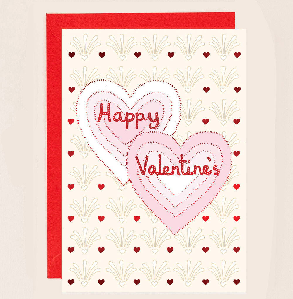 RE141-Apple & Clover-Valentine'S Card Two Hearts Red Foiled-Card-Reflections