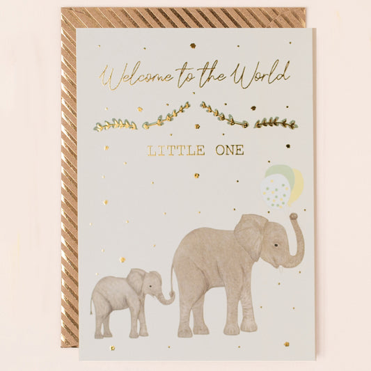 RE160-Apple & Clover-Welcome To The World Elephants Baby Card-Card-Reflections