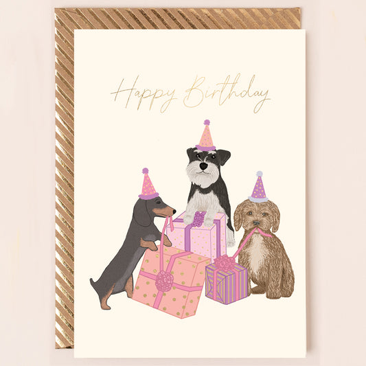 RE163-Apple & Clover-Dogs And Presents Birthday Card-Card-Reflections