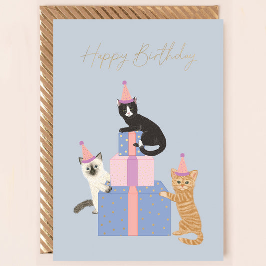 RE164-Apple & Clover-Cats And Presents Birthday Card-Card-Reflections