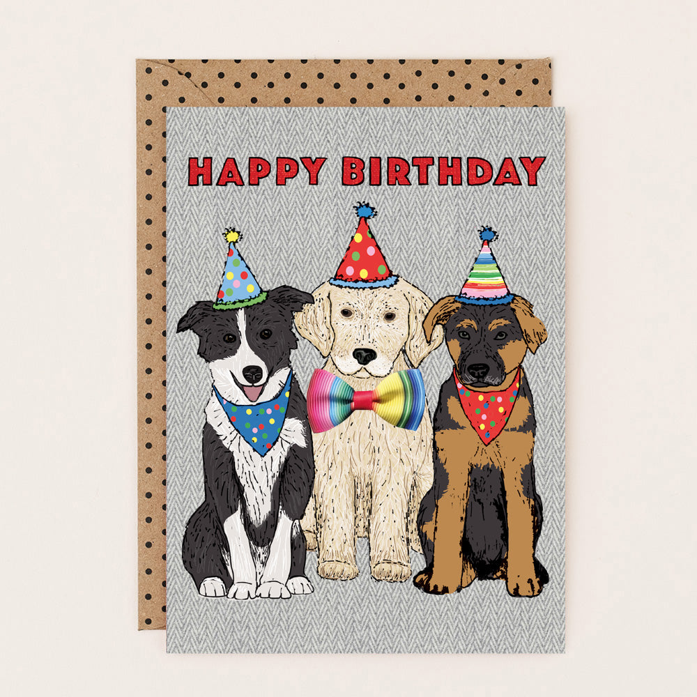 SF034-Apple & Clover-Birthday Card Large Dogs With Bow-Card-San Fran