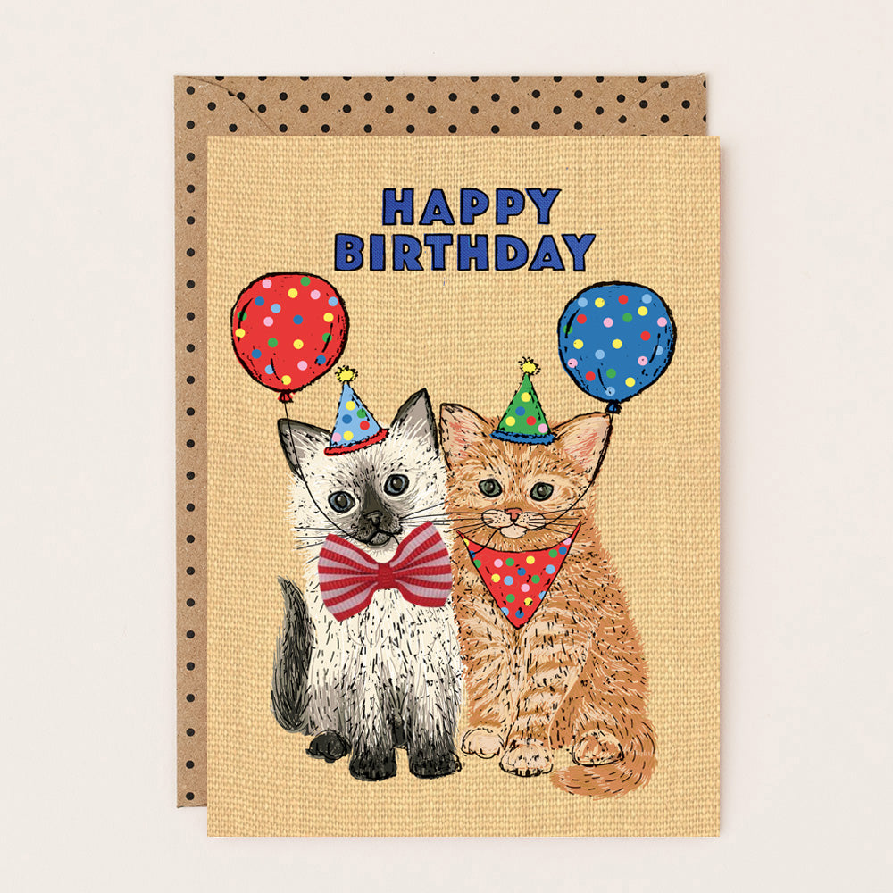 SF035-Apple & Clover-Birthday Card Cat Pair With Bow-Card-San Fran