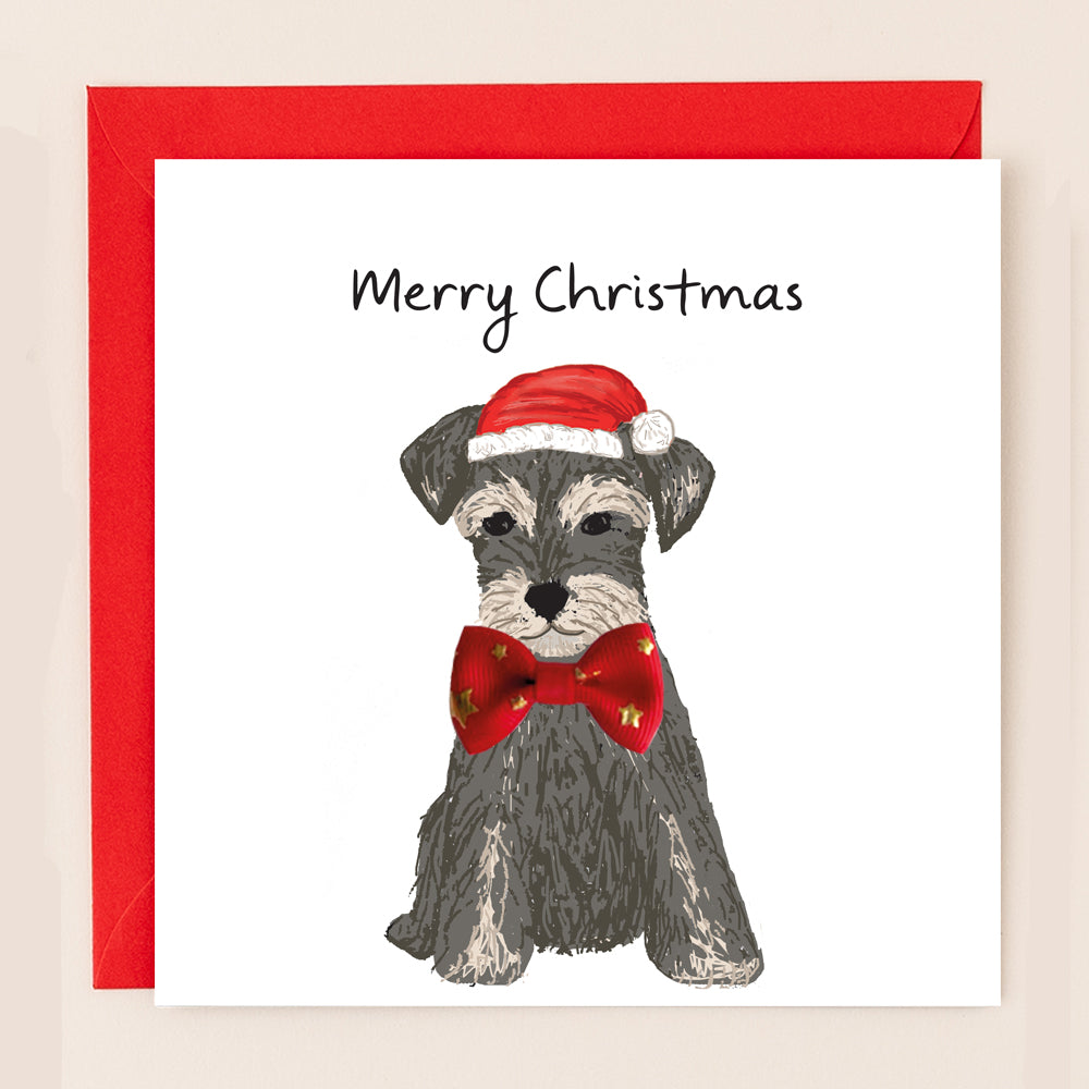 TW069-Apple & Clover-Schnauzer-Xmas Card-Bow Collection