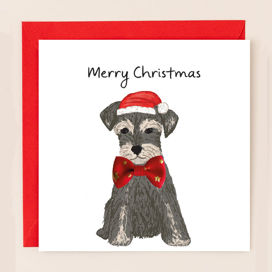 TW069-Apple & Clover-Schnauzer-Xmas Card-Bow Collection