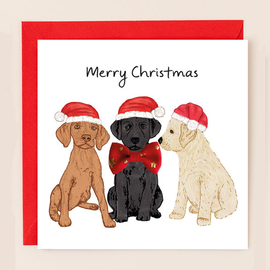 TW071-Apple & Clover-Labrador And Vizsla-Xmas Card-Bow Collection