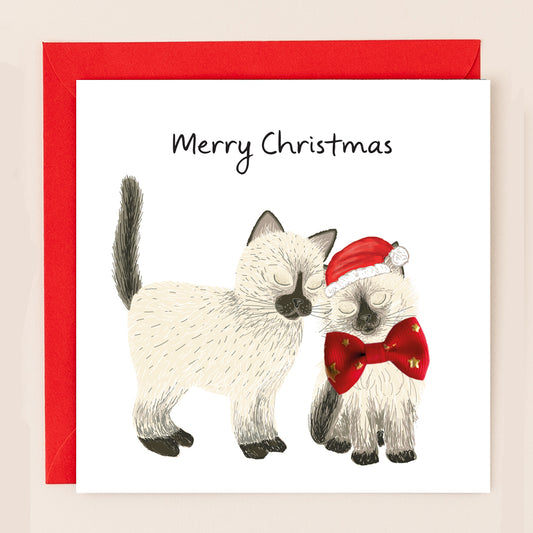 TW078-Apple & Clover-Fluffy Cats-Xmas Card-Bow Collection