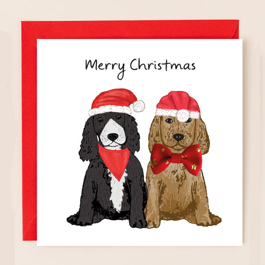 TW087-Apple & Clover-Spaniels-Xmas Card-Bow Collection