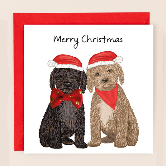 TW089-Apple & Clover-Cockapoos Cavapoos-Xmas Card-Bow Collection