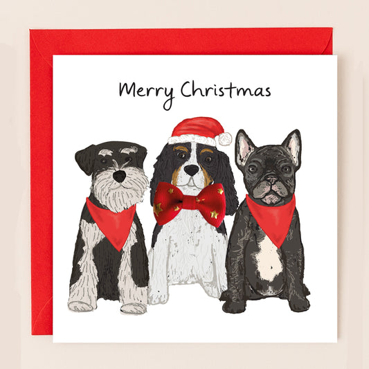 TW090-Apple & Clover-Small Dogs-Xmas Card-Bow Collection
