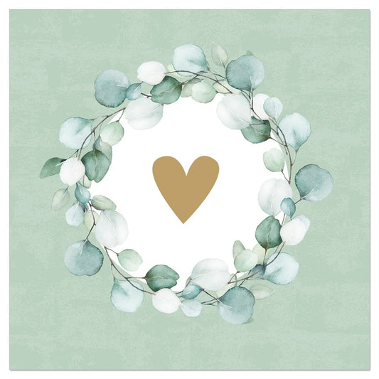 133200-Artebene-Heart Eaucalyptus Wreath Green-Napkin-