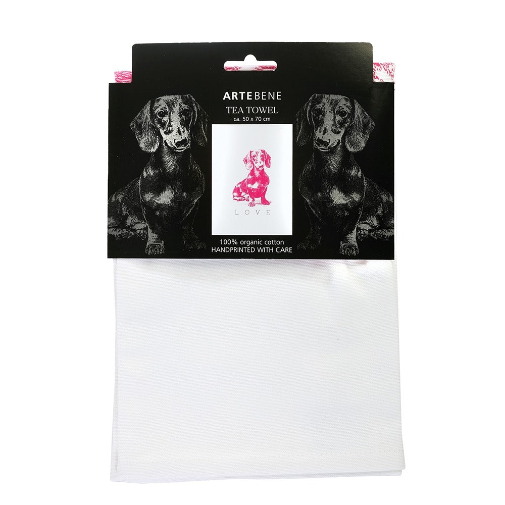 241274-Artebene-Dachshund Pink-Tea Towel-