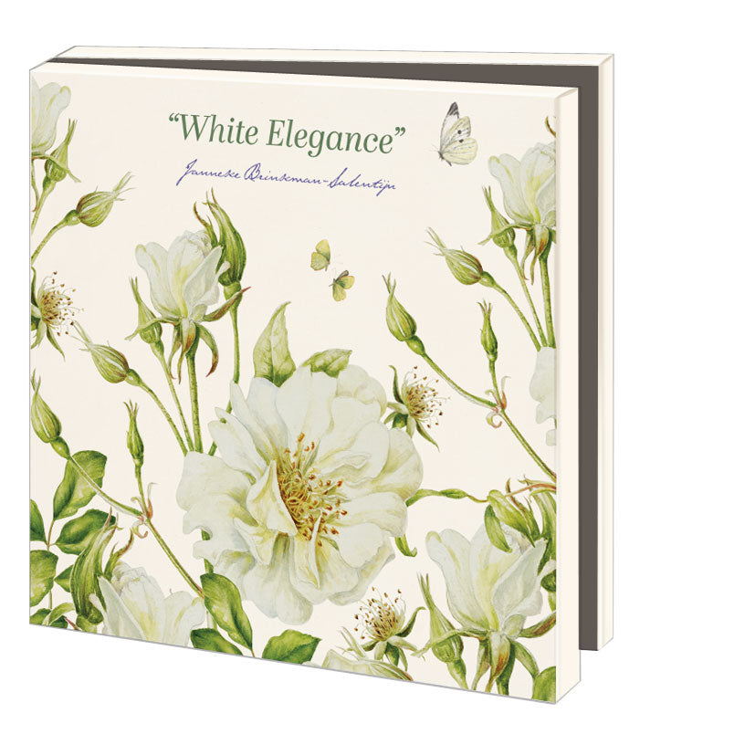 WMC1314-Bekking & Blitz-10 X Card Folder With Envelopes 5 Designs Square: White Elegance Janneke Brinkman-Salentijn-Notewallet-