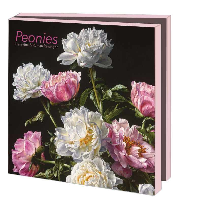 WMC1373-Bekking & Blitz-10 X Card Folder With Envelopes 5 Designs Square: Peonies Henri�tte & Roman Reisinger-Notewallet-